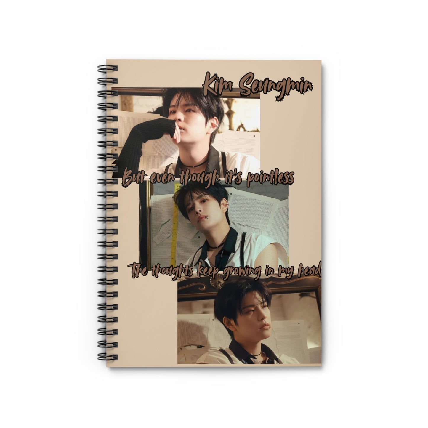 Seungmin Spiral Notebook — Vintage Beige Aesthetic, Ruled Journal