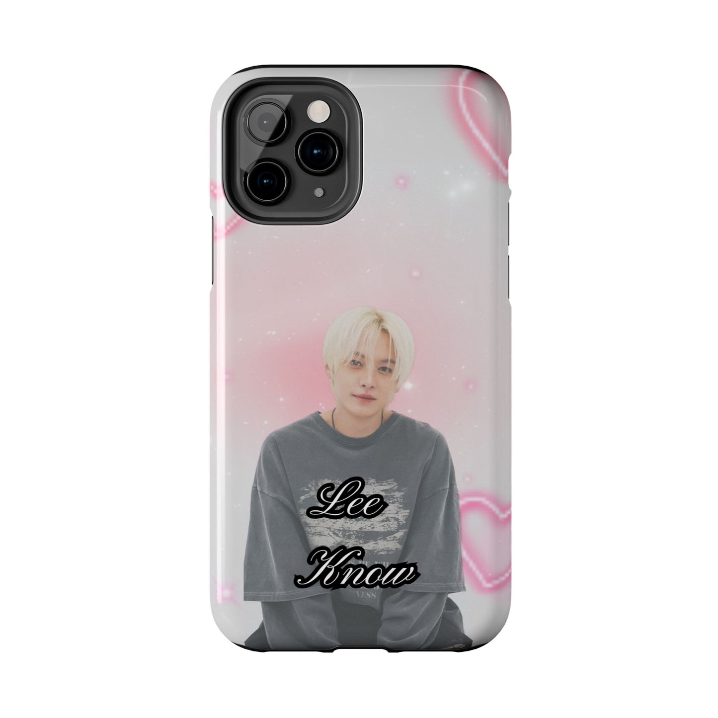Lee Know Tough Phone Case — Pink Heart Photo Design