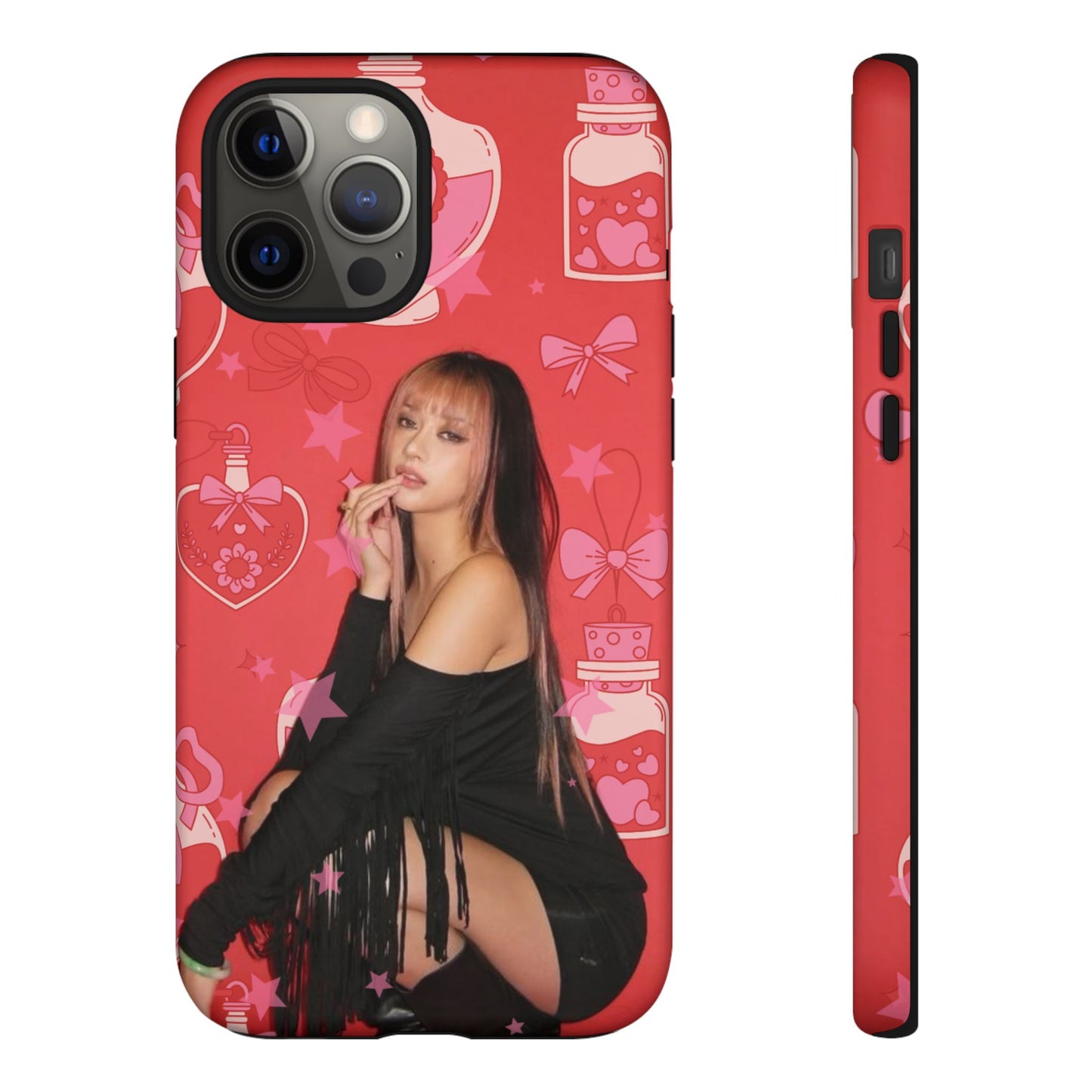 Megan Phone Case — Pink Heart & Perfume Pattern