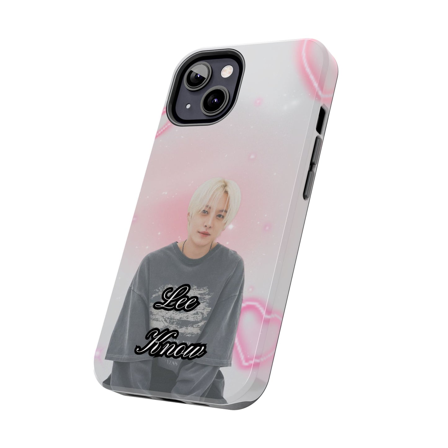 Lee Know Tough Phone Case — Pink Heart Photo Design