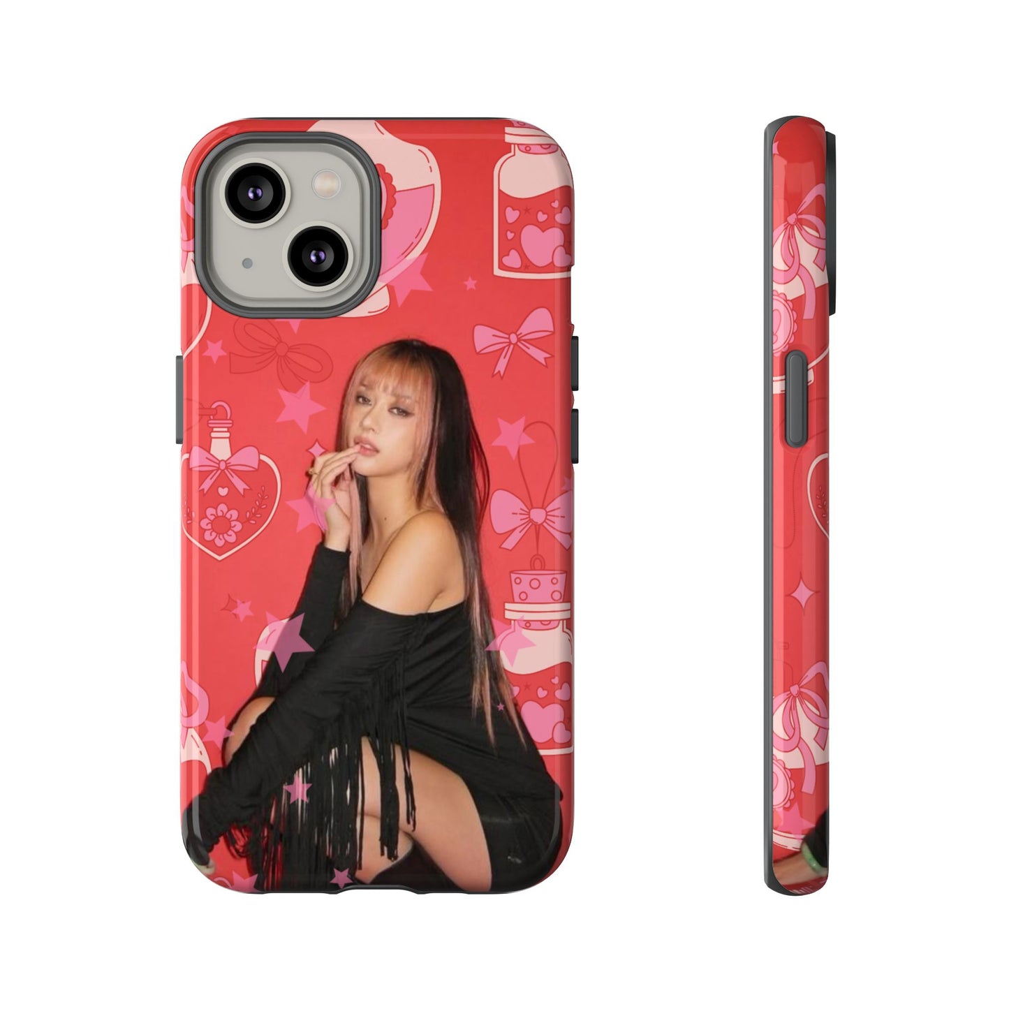 Megan Phone Case — Pink Heart & Perfume Pattern