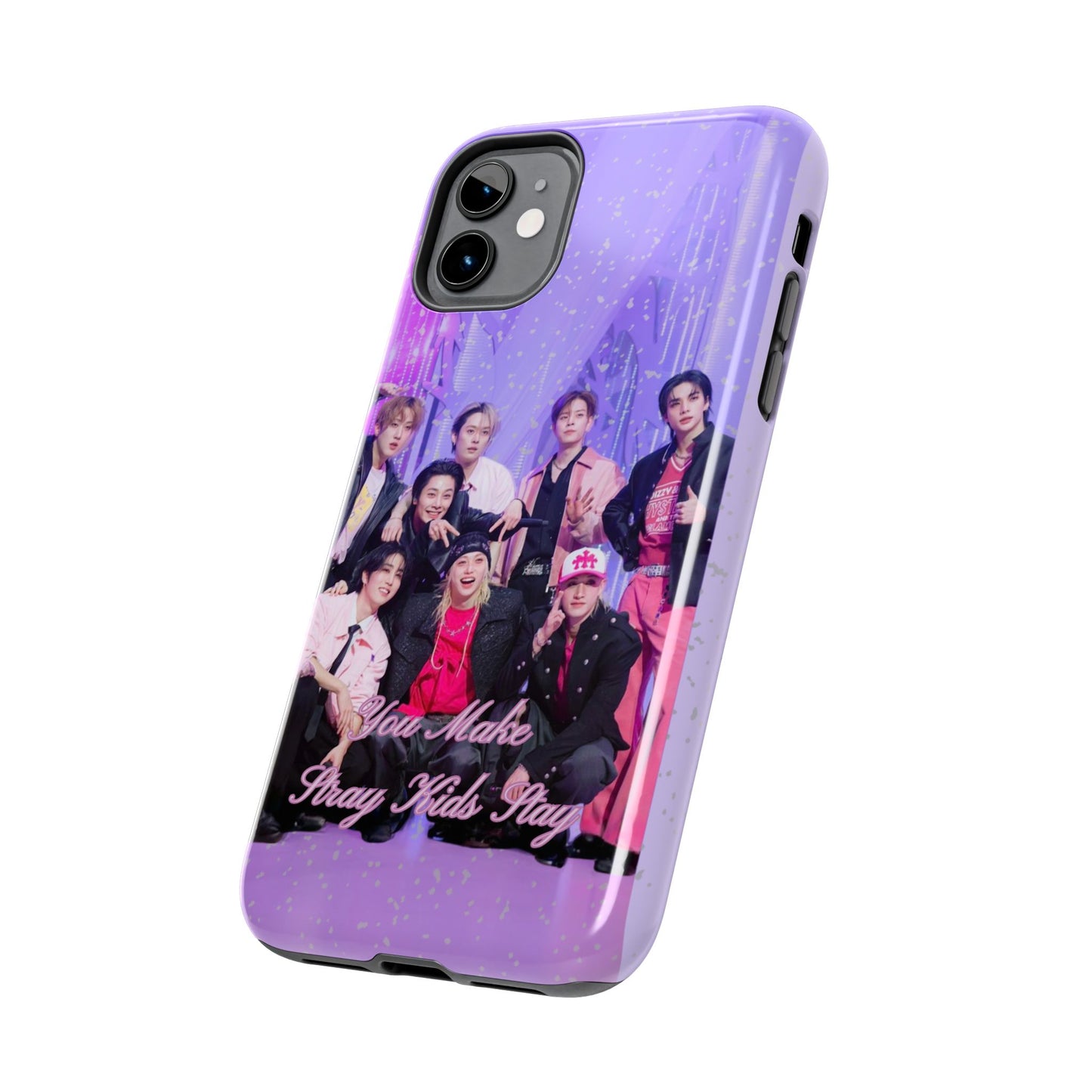 Stray Kids Photo Tough Phone Case — "You Make Stray Kids Stay" Purple K‑Pop Protective Cover