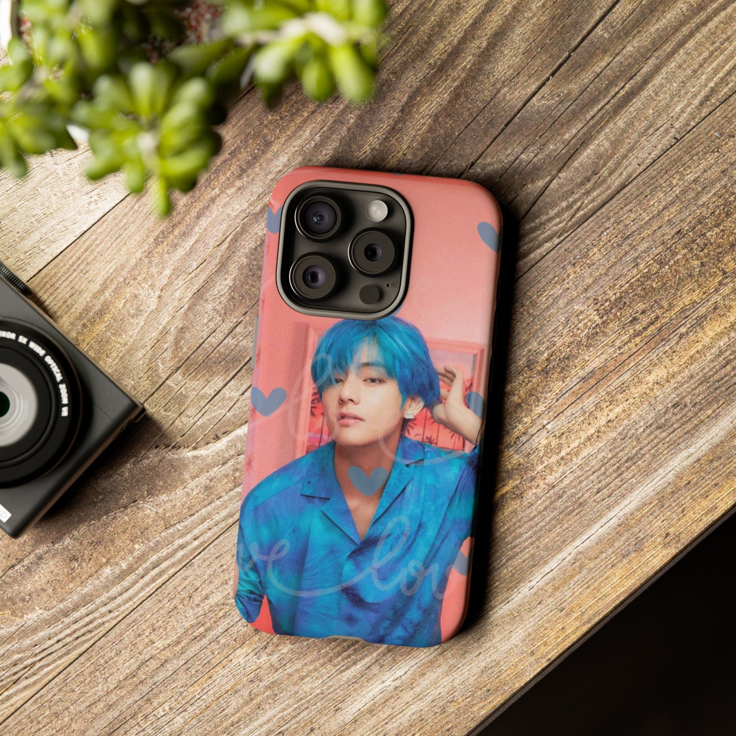 Taehyung Phone Case — Pink Heart/Love Kpop Design