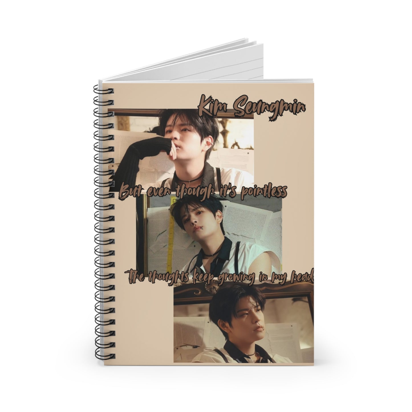 Seungmin Spiral Notebook — Vintage Beige Aesthetic, Ruled Journal