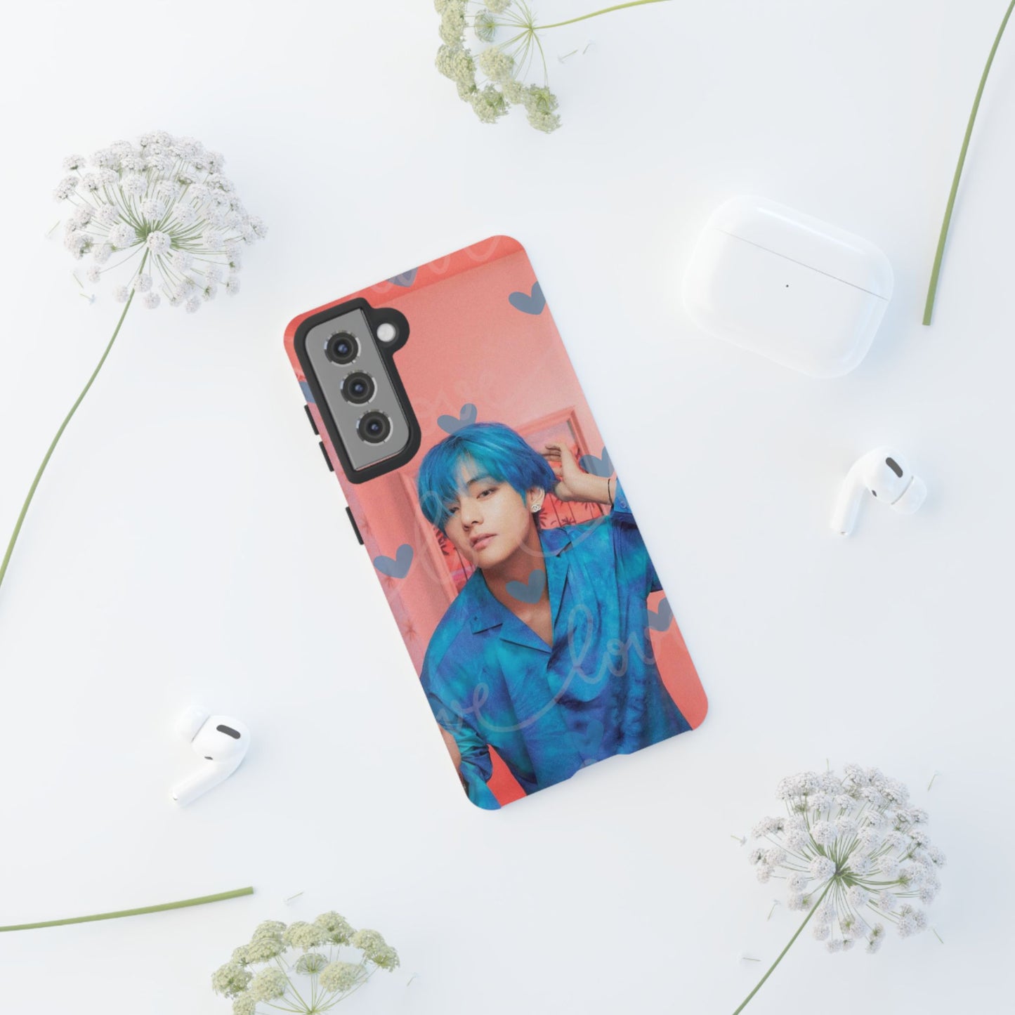 Taehyung Phone Case — Pink Heart/Love Kpop Design