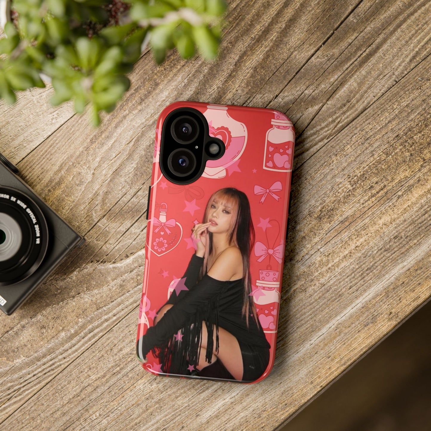 Megan Phone Case — Pink Heart & Perfume Pattern