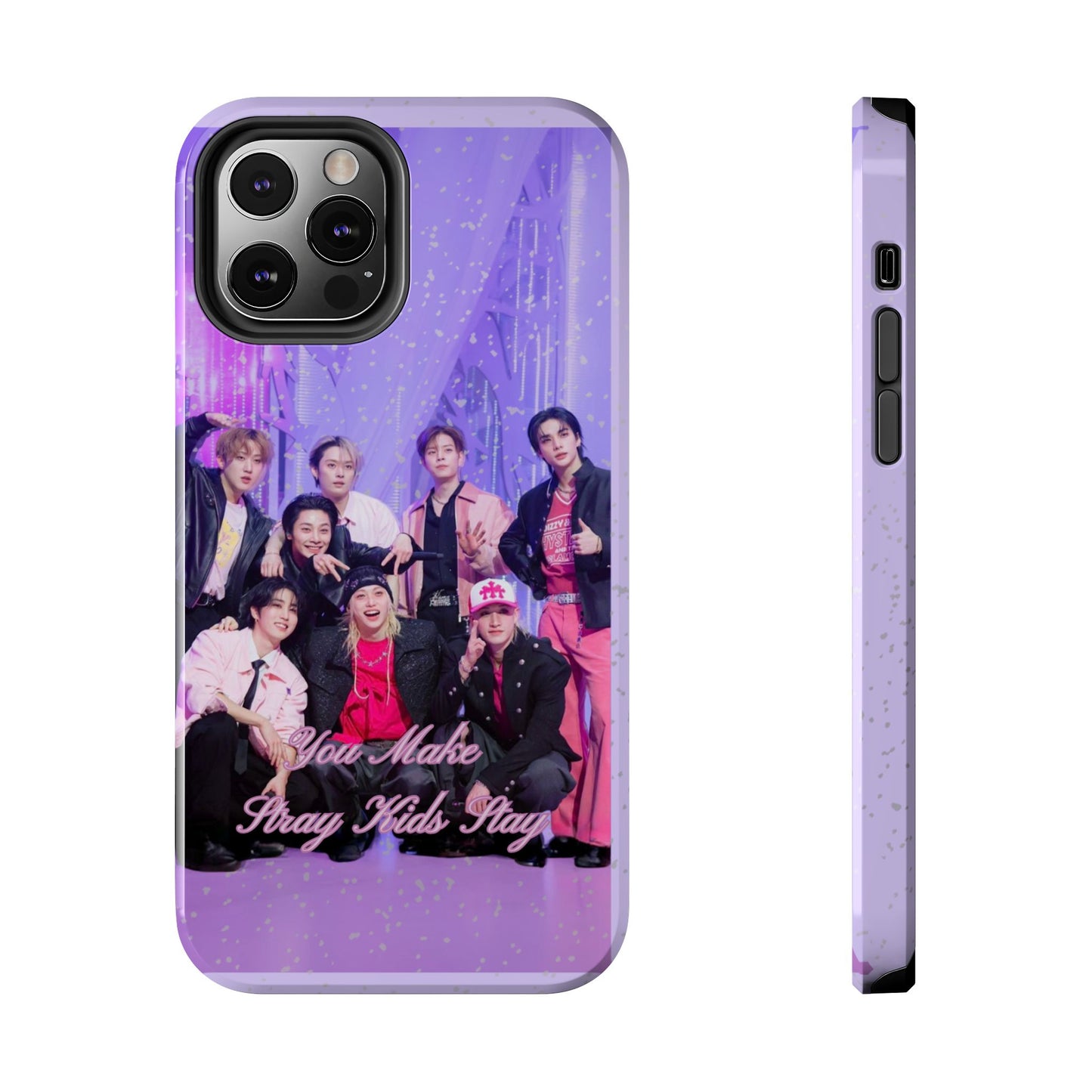 Stray Kids Photo Tough Phone Case — "You Make Stray Kids Stay" Purple K‑Pop Protective Cover