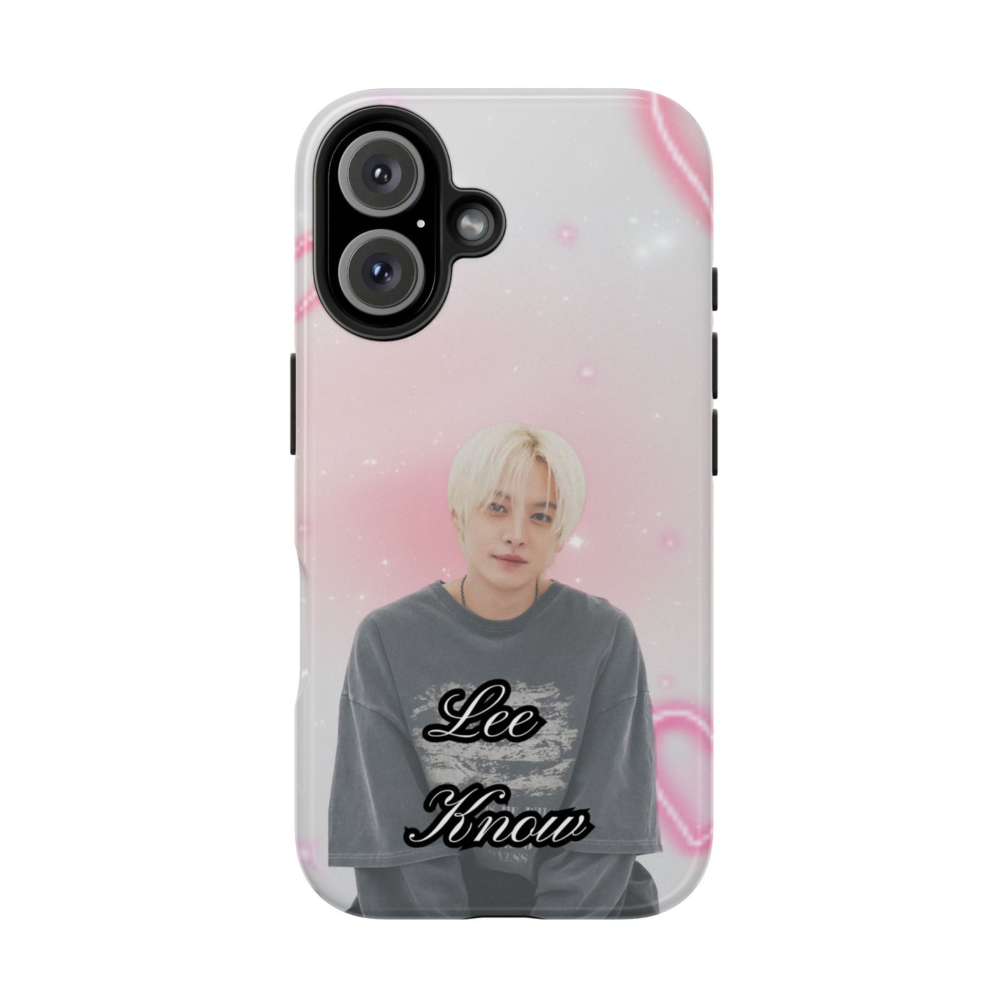 Lee Know Tough Phone Case — Pink Heart Photo Design