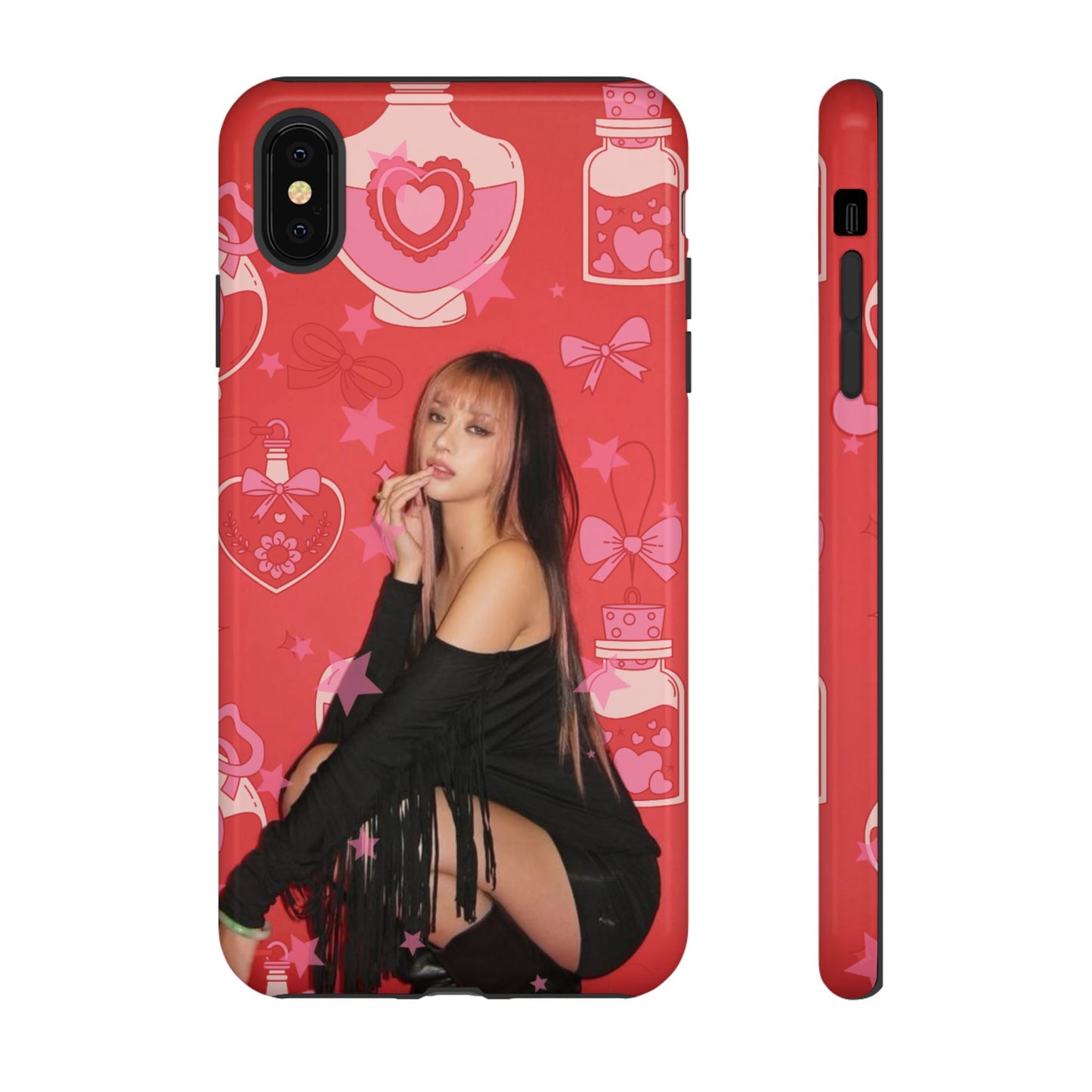 Megan Phone Case — Pink Heart & Perfume Pattern