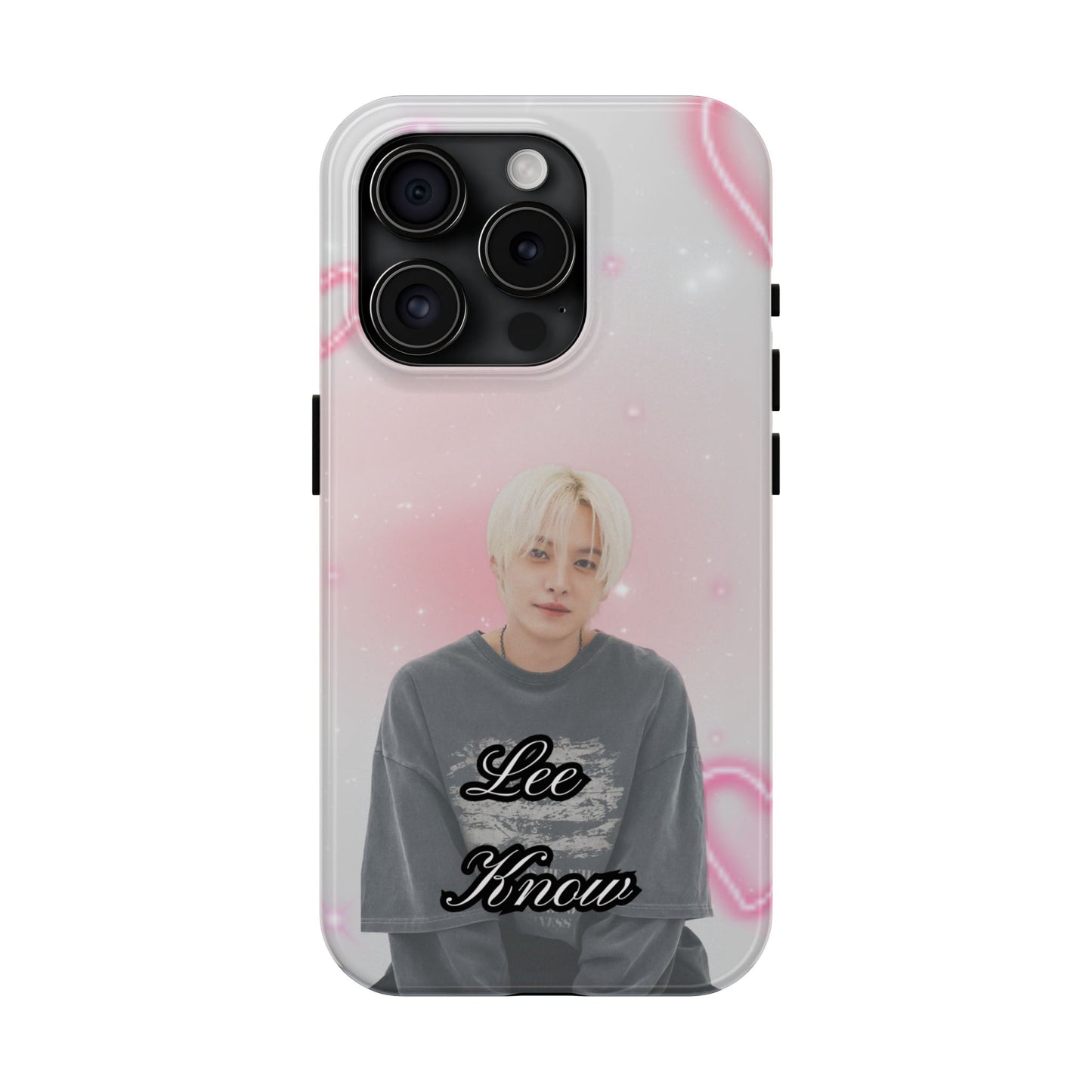 Lee Know Tough Phone Case — Pink Heart Photo Design