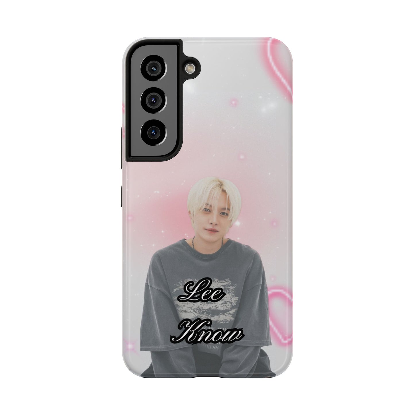 Lee Know Tough Phone Case — Pink Heart Photo Design