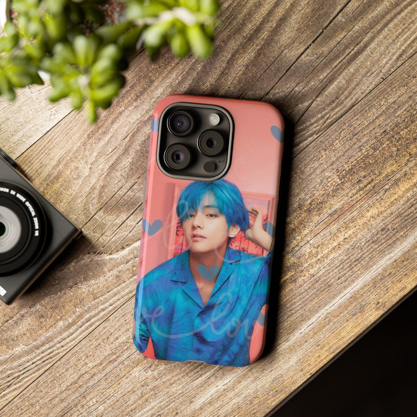 Taehyung Phone Case — Pink Heart/Love Kpop Design