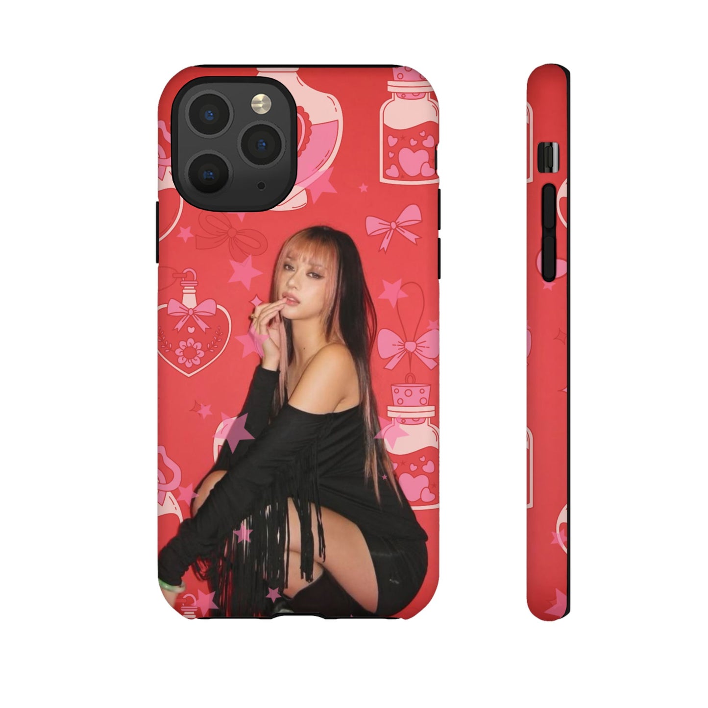 Megan Phone Case — Pink Heart & Perfume Pattern