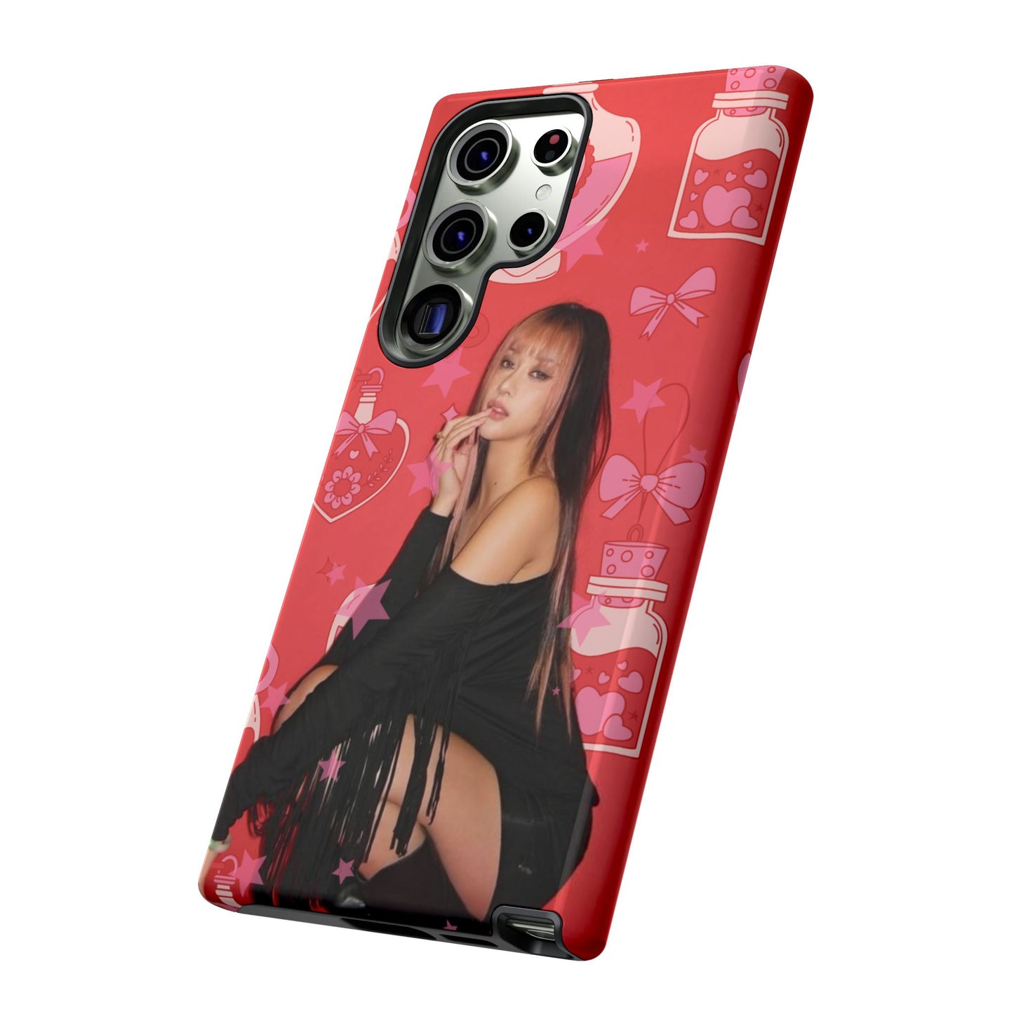 Megan Phone Case — Pink Heart & Perfume Pattern