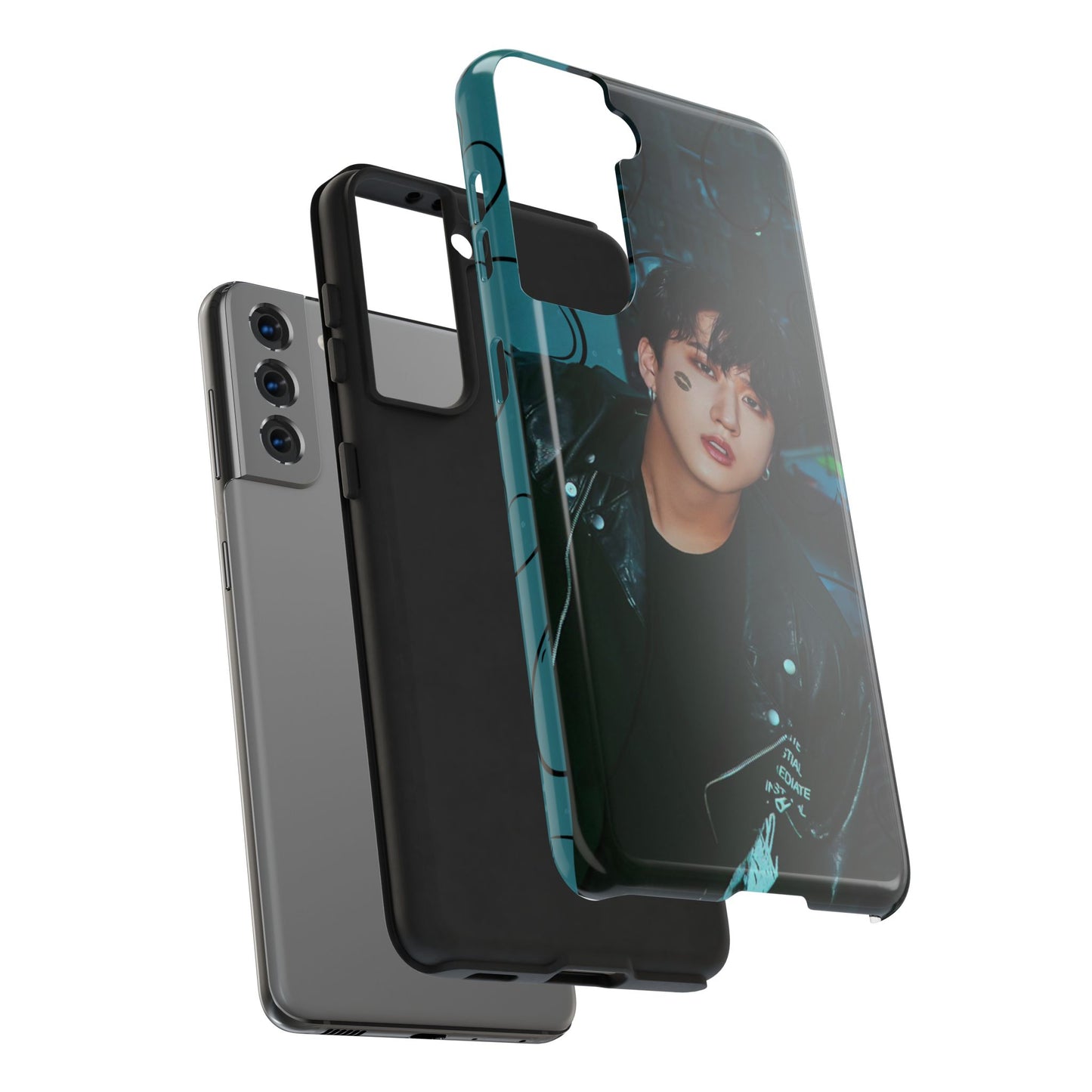 Seo Changbin Tough Phone Case — Moody Teal Portrait Design