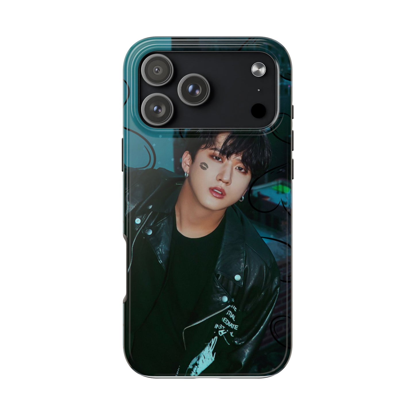 Seo Changbin Tough Phone Case — Moody Teal Portrait Design