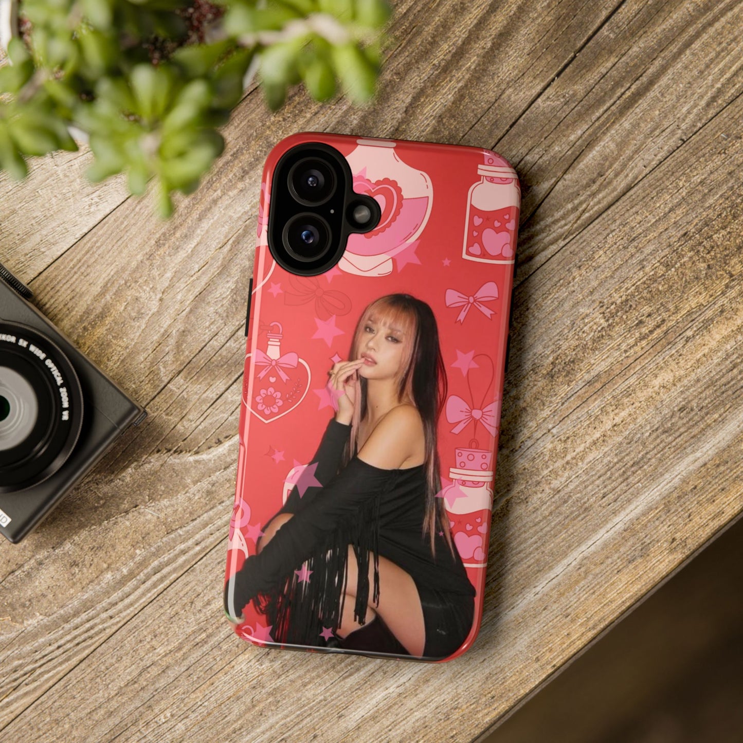 Megan Phone Case — Pink Heart & Perfume Pattern