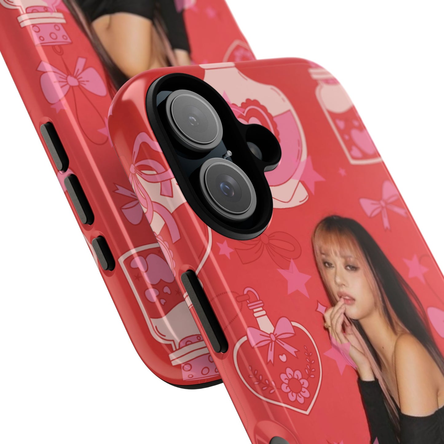 Megan Phone Case — Pink Heart & Perfume Pattern