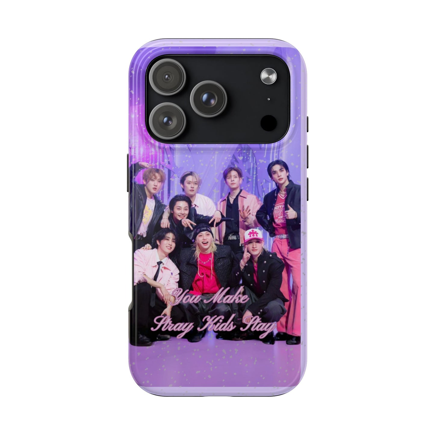 Stray Kids Photo Tough Phone Case — "You Make Stray Kids Stay" Purple K‑Pop Protective Cover