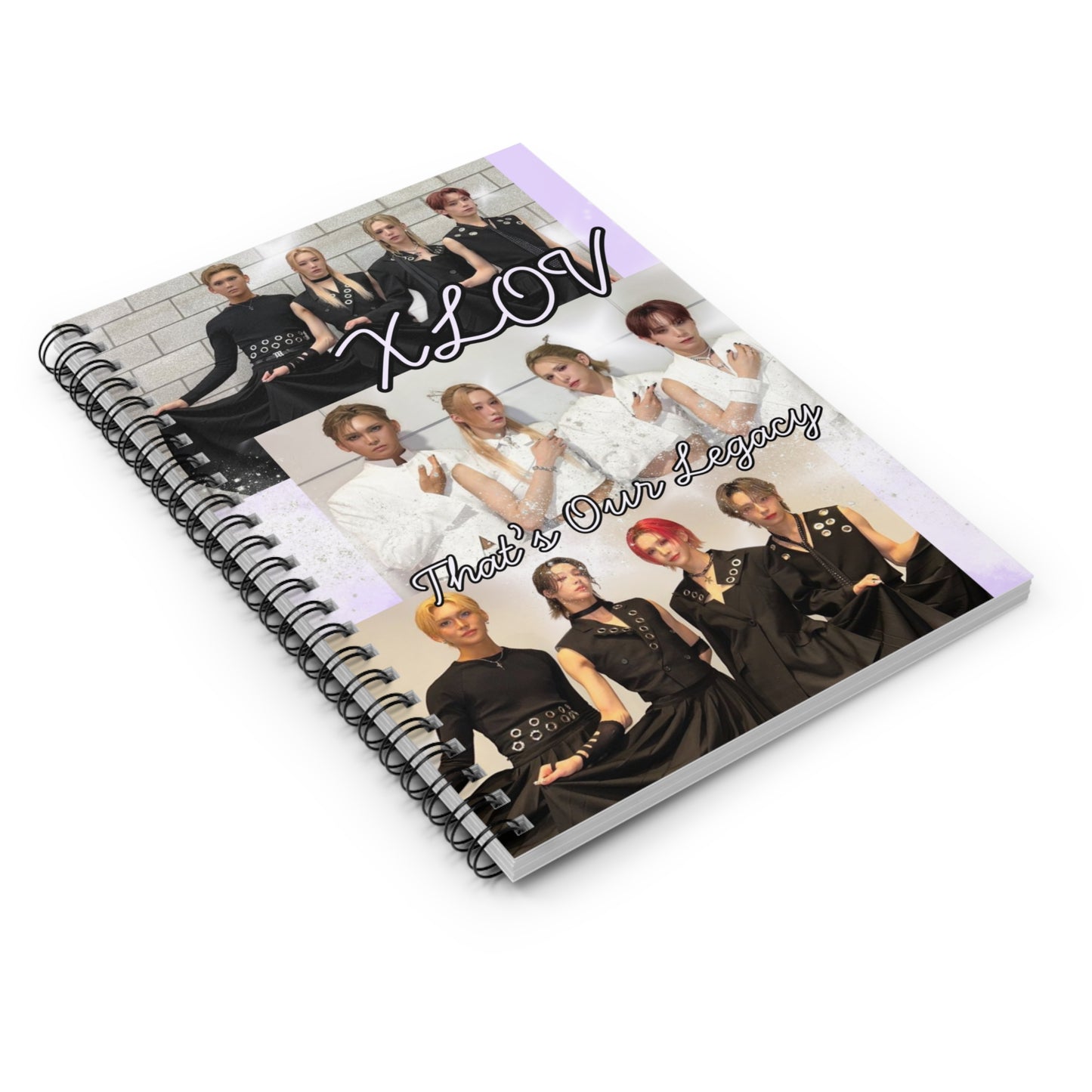 XLOV band collage Spiral Notebook - Ruled Journal, K-pop style photo cover