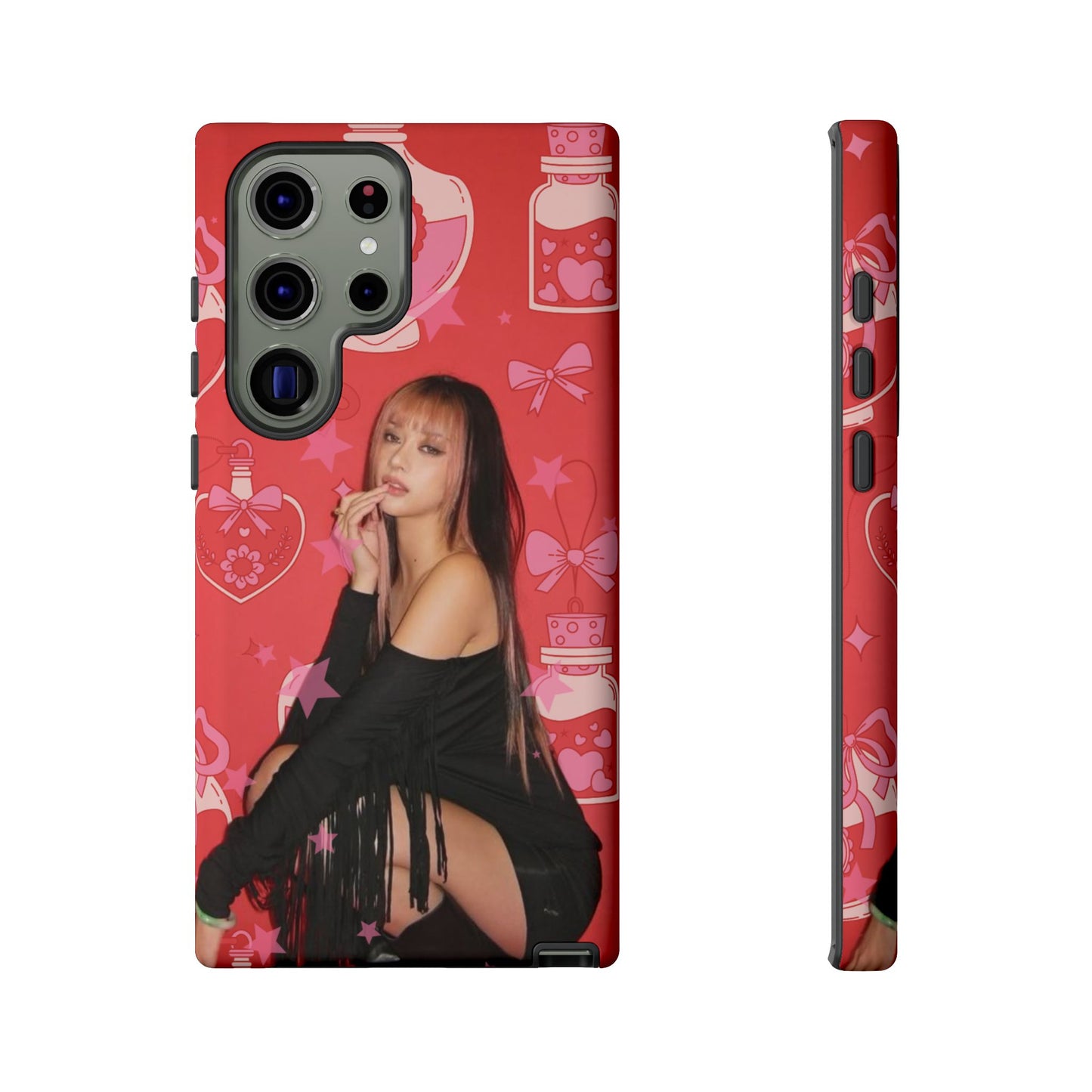 Megan Phone Case — Pink Heart & Perfume Pattern