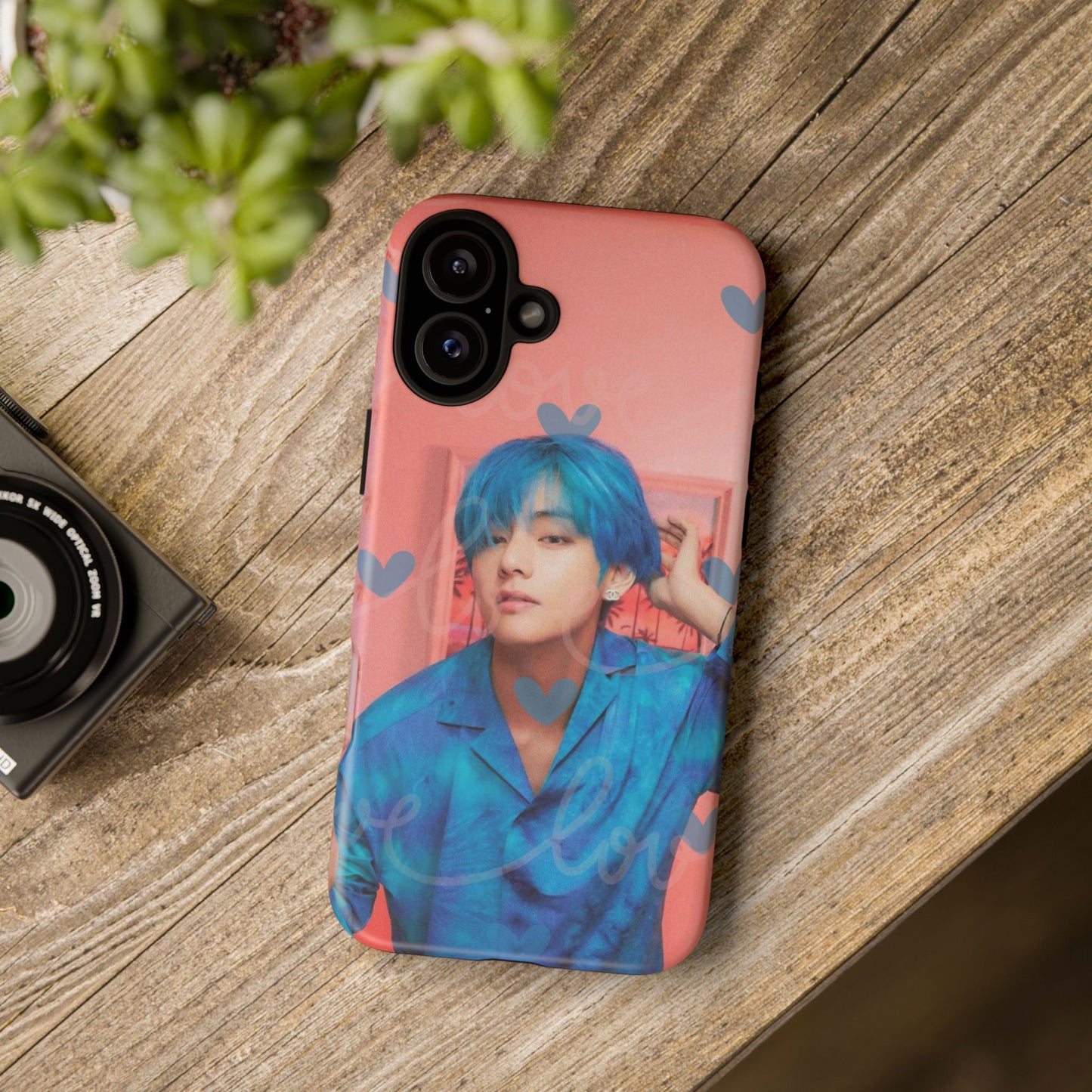 Taehyung Phone Case — Pink Heart/Love Kpop Design