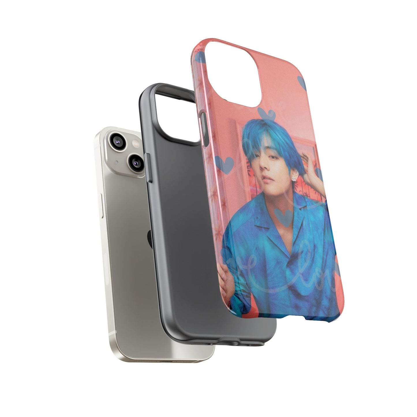 Taehyung Phone Case — Pink Heart/Love Kpop Design