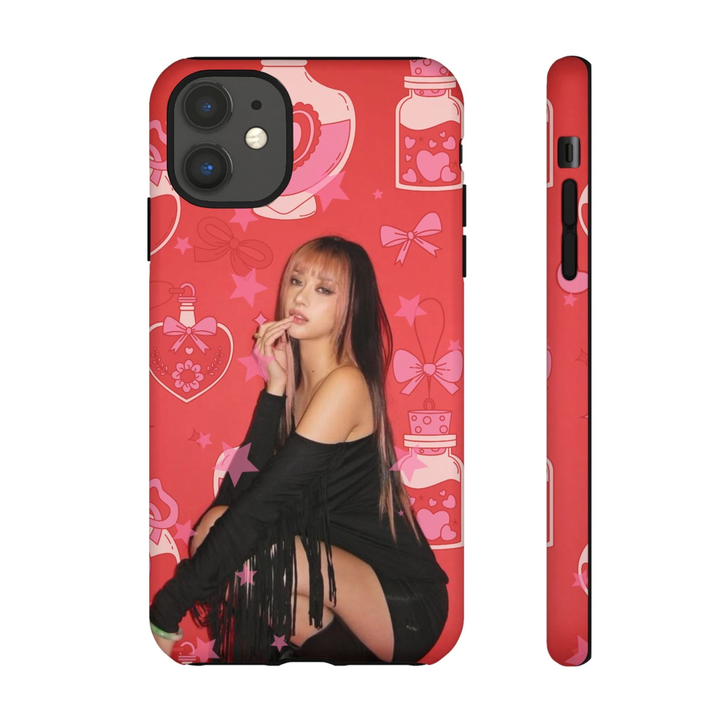 Megan Phone Case — Pink Heart & Perfume Pattern