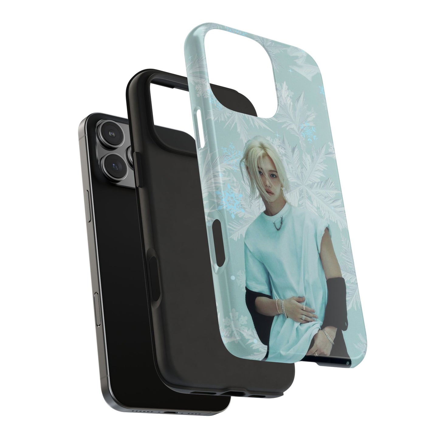 Lee Felix Tough Phone Case — Pastel K-Pop Idol Floral Armor