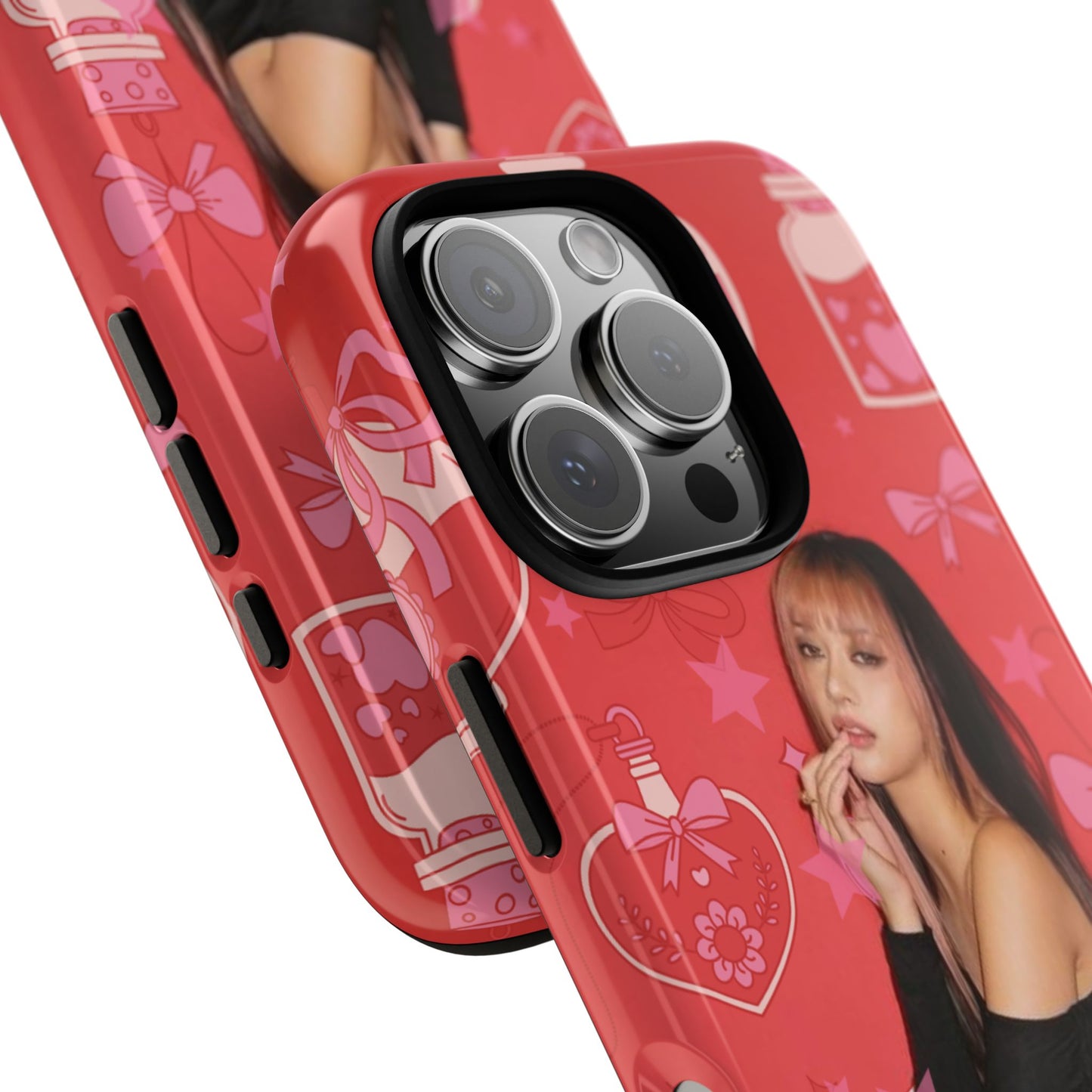 Megan Phone Case — Pink Heart & Perfume Pattern