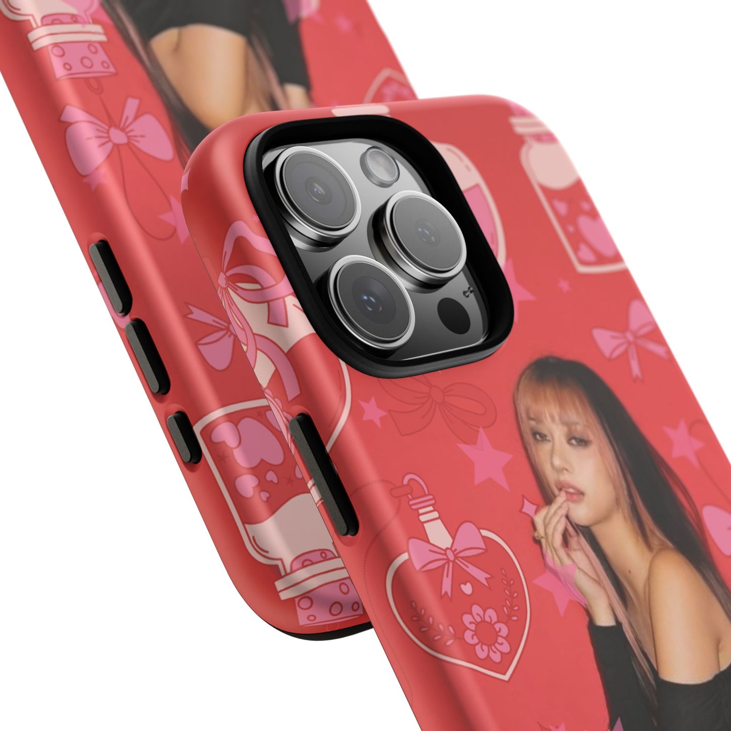 Megan Phone Case — Pink Heart & Perfume Pattern
