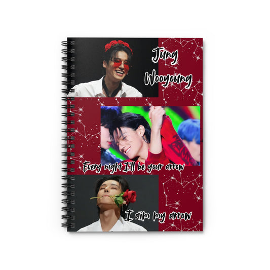 Jung Wooyoung Fan Spiral Notebook — 'Every night I'll be your arrow' Ruled Journal
