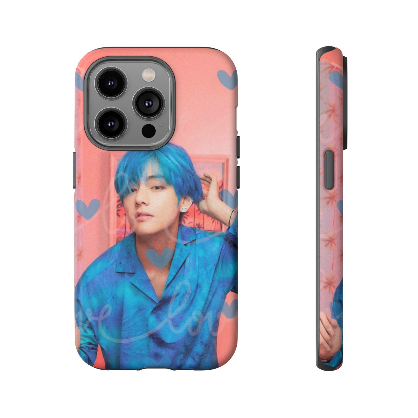 Taehyung Phone Case — Pink Heart/Love Kpop Design