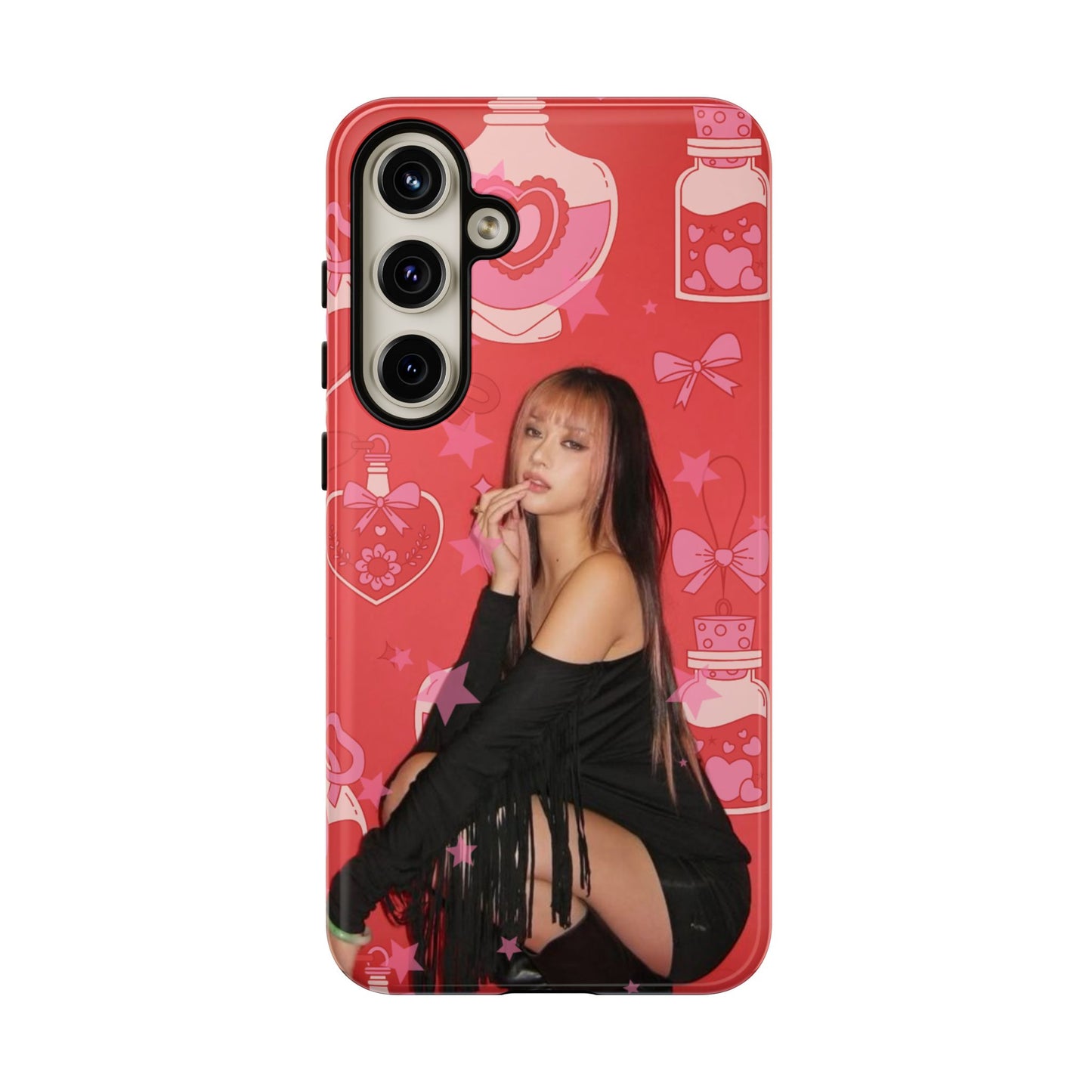 Megan Phone Case — Pink Heart & Perfume Pattern