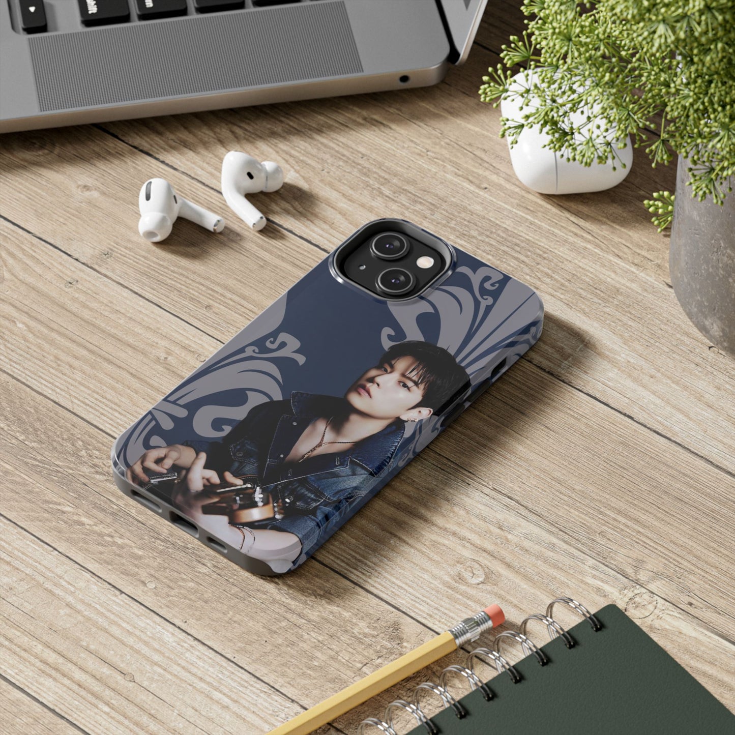 Kim Seungmin Tough Phone Case — Vintage Floral Portrait Design