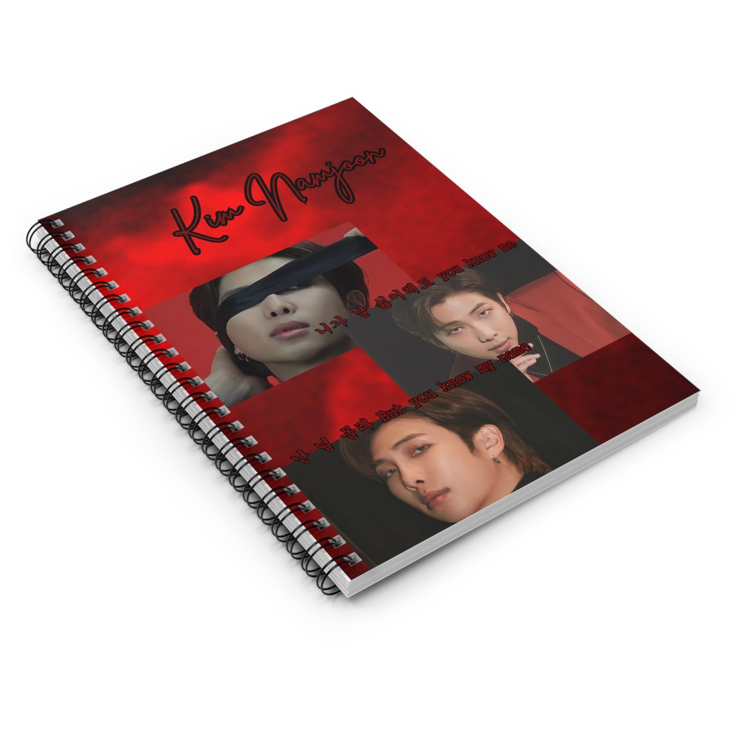 Namjoon Inspired Spiral Notebook - Red Aesthetic with Ruled Lines