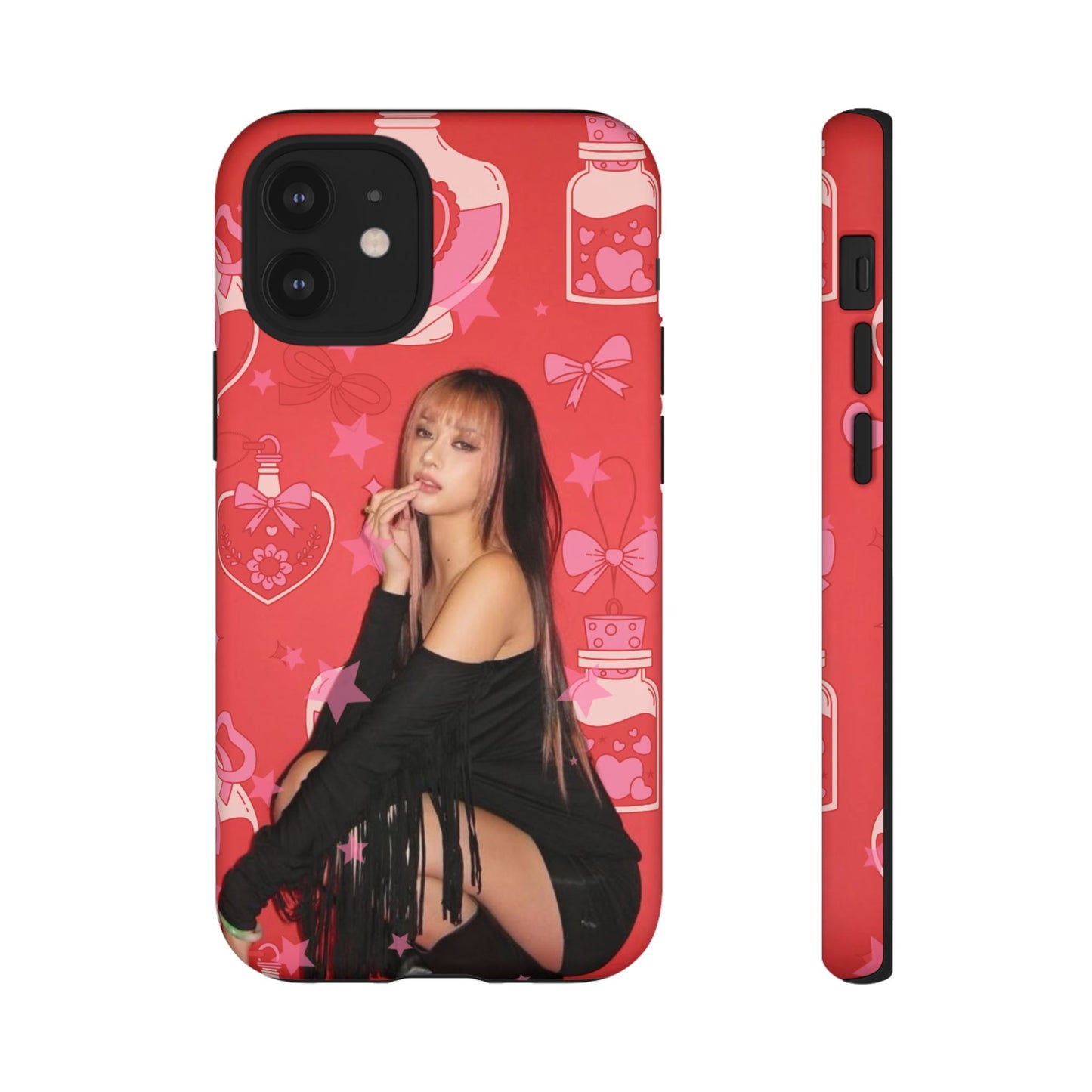 Megan Phone Case — Pink Heart & Perfume Pattern