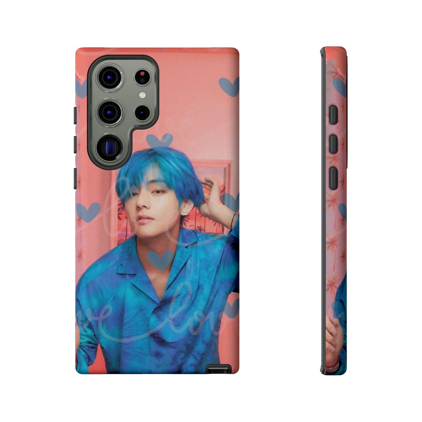 Taehyung Phone Case — Pink Heart/Love Kpop Design