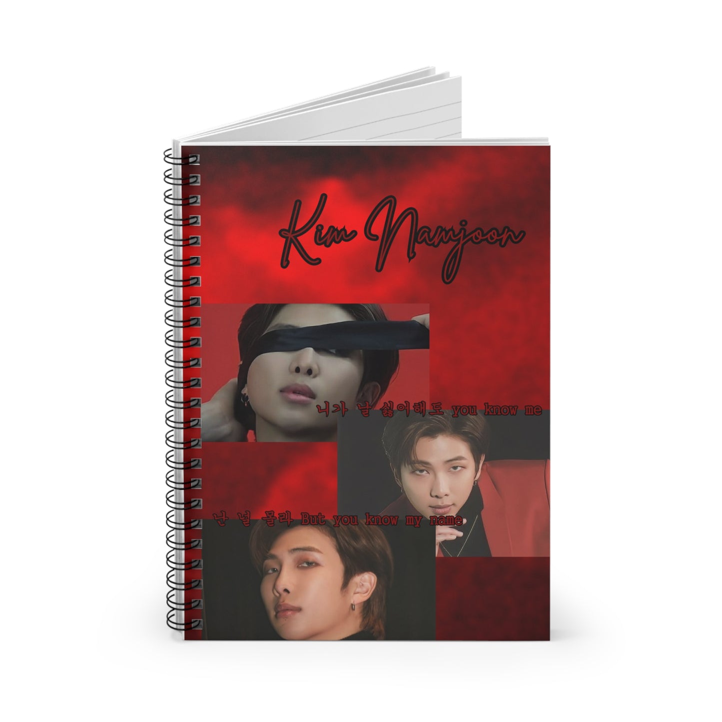 Namjoon Inspired Spiral Notebook - Red Aesthetic with Ruled Lines