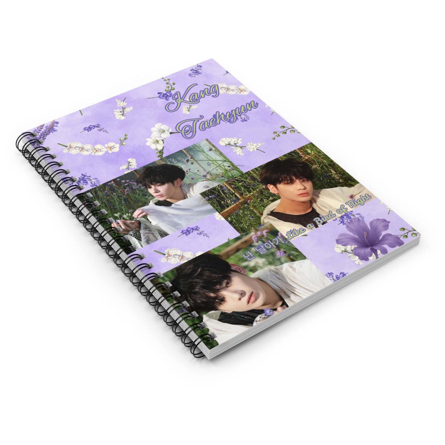 Kang Taehyun Spiral Notebook - Ruled Lines with Floral Design