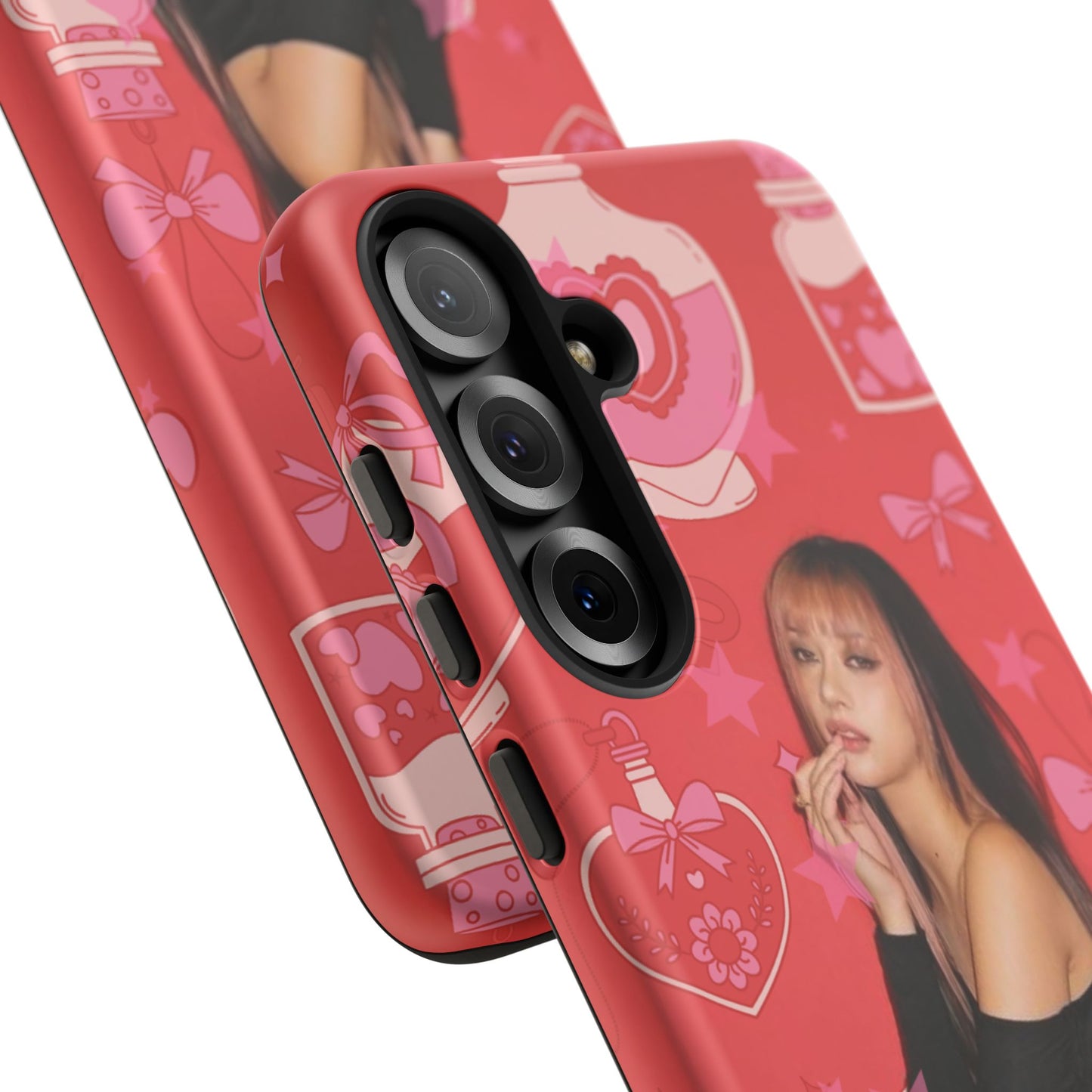 Megan Phone Case — Pink Heart & Perfume Pattern