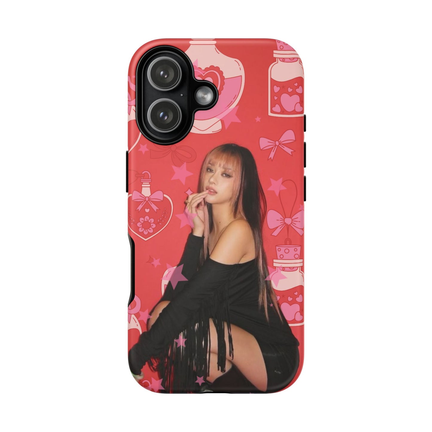 Megan Phone Case — Pink Heart & Perfume Pattern