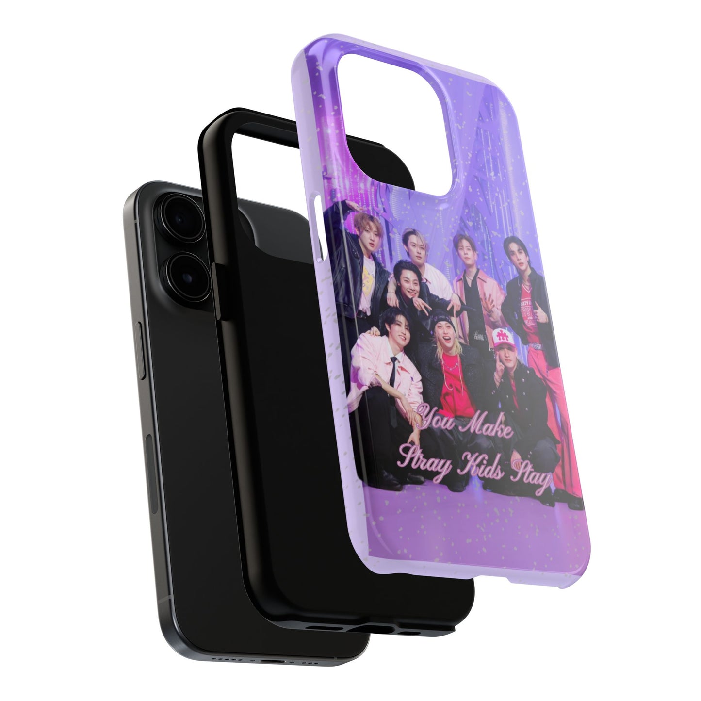 Stray Kids Photo Tough Phone Case — "You Make Stray Kids Stay" Purple K‑Pop Protective Cover