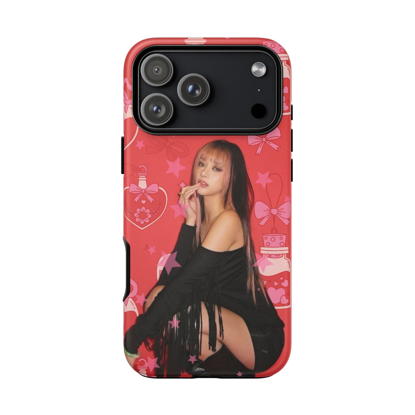 Megan Phone Case — Pink Heart & Perfume Pattern