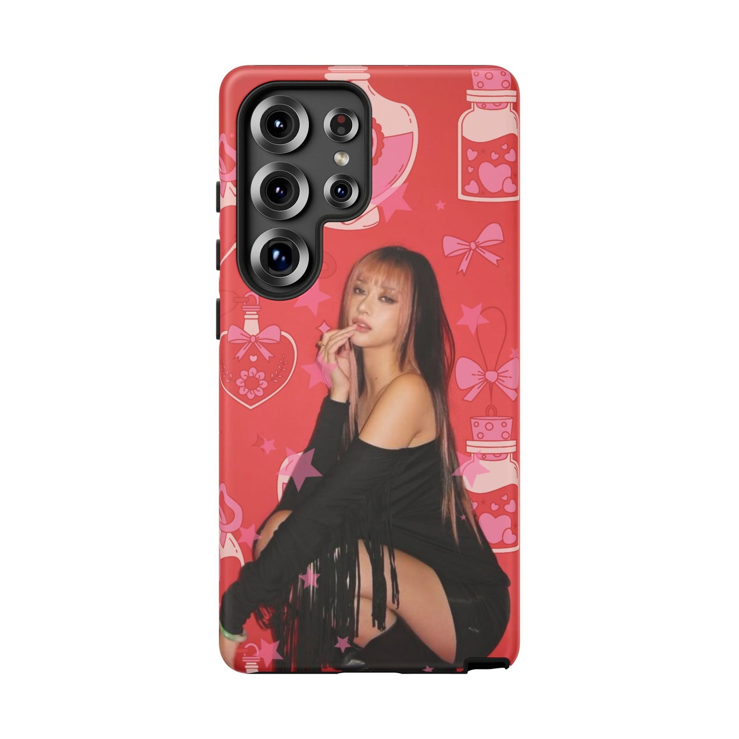 Megan Phone Case — Pink Heart & Perfume Pattern