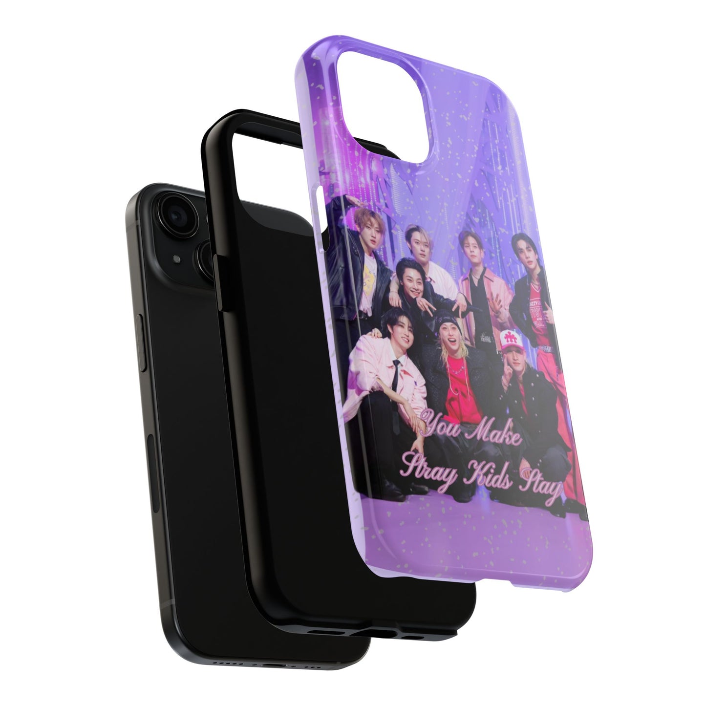 Stray Kids Photo Tough Phone Case — "You Make Stray Kids Stay" Purple K‑Pop Protective Cover