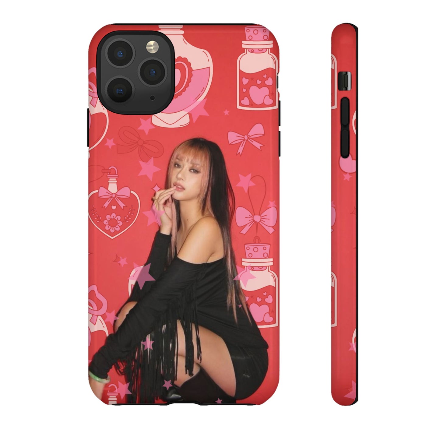 Megan Phone Case — Pink Heart & Perfume Pattern