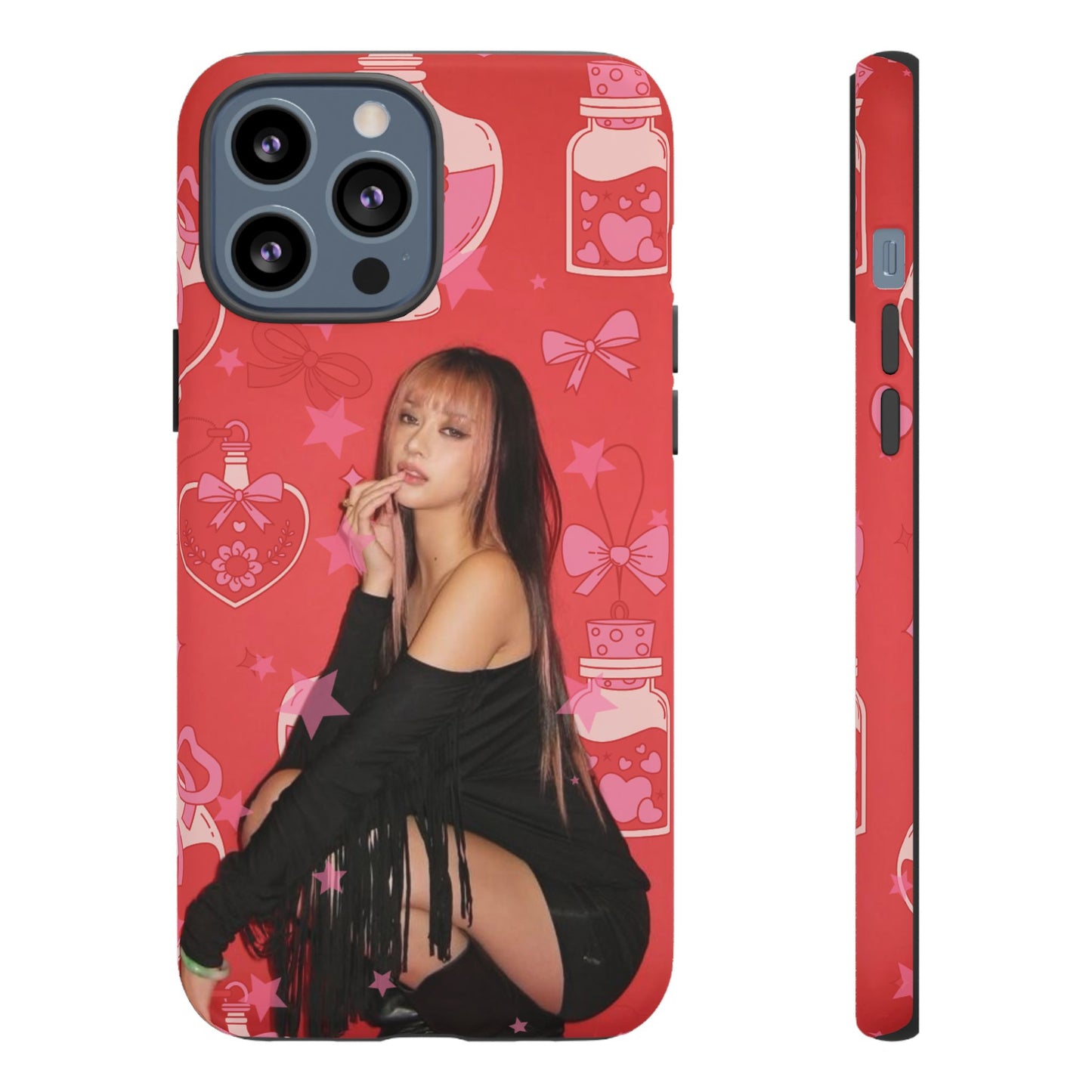 Megan Phone Case — Pink Heart & Perfume Pattern