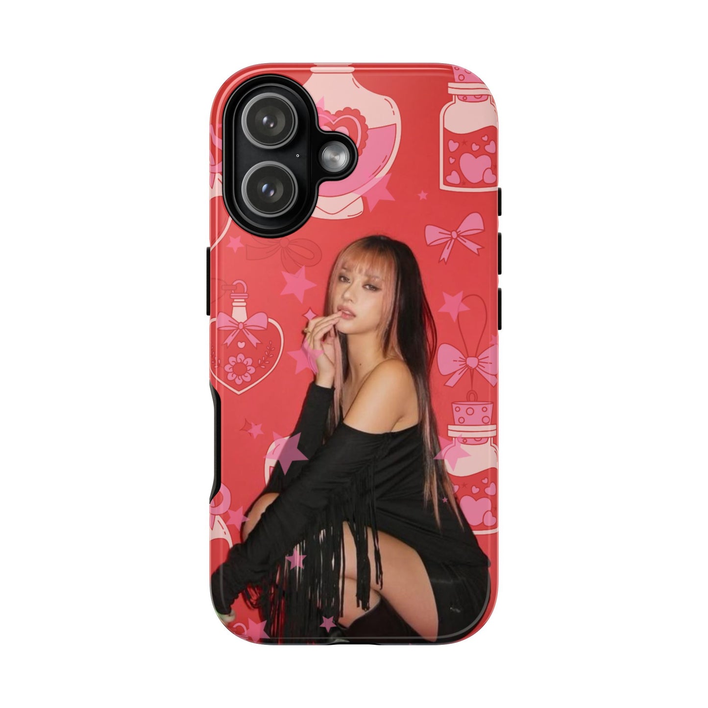 Megan Phone Case — Pink Heart & Perfume Pattern