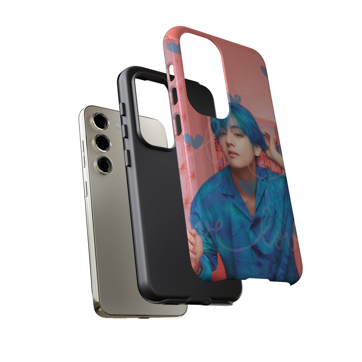 Taehyung Phone Case — Pink Heart/Love Kpop Design